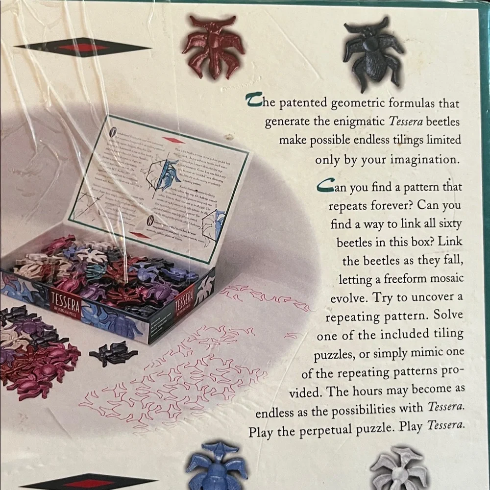 Vintage ‘96 Tessera perpetual puzzle interlocking beetles Age 6+ in box 39 bugs